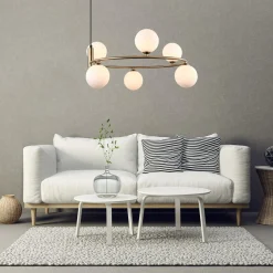 inny Lampa wisząca 6 kul złota AMILY