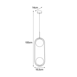 inny Lampa wisząca 2 kule czarna DAVOS