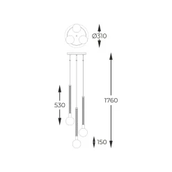 Lampy Wiszące|Zumaline Lampa wisząca 3 kule złota MIDA