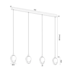 inny Lampa wisząca 4 kuliste klosze złota SATURNIA