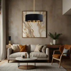 Lampy Wiszące|inny Lampa wisząca abażur czarno-złota ABBANO