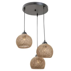 Lampa wisząca boho pleciona beżowo-czarna YUMAK 3