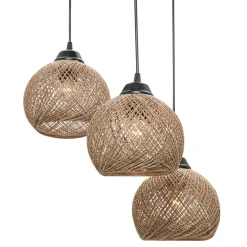 Lampa wisząca boho pleciona beżowo-czarna YUMAK 3