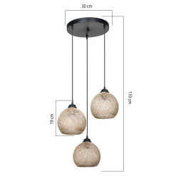 Lampa wisząca boho pleciona beżowo-czarna YUMAK 3