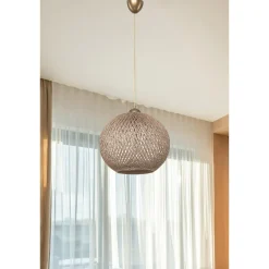 Lampa wisząca boho pleciona brązowa YUMAK 35 cm