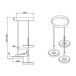 Lampy Wiszące|inny Lampa wisząca CELESTE LED 3 dyski kawowa
