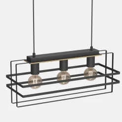 Lampy Wiszące|Luminex Lampa wisząca czarna jasne drewno KORTEZ III