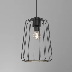 Lampy Wiszące|Luminex Lampa wisząca czarna jasne drewno TRAD I klosz 38 cm