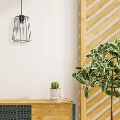 Lampy Wiszące|Luminex Lampa wisząca czarna jasne drewno TRAD I klosz 38 cm