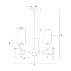 inny Lampa wisząca czarno-złota ABRUZZO