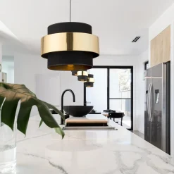 Lampy Wiszące|TK Tomasz Krywult Lampa wisząca czarno-złota CALISTO NEW fi 50 cm