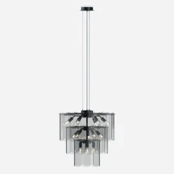 Zumaline Lampa wisząca dymione szkło czarna NIRA φ56 cm