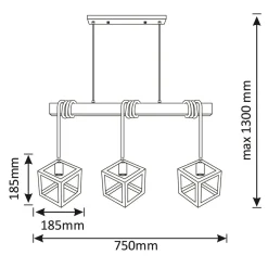 Lampy Wiszące| Lampa wisząca geometryczna 3-punktowa SWEDEN WOOD