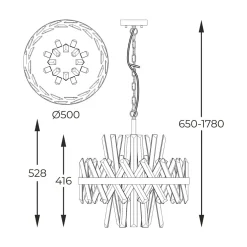 Zumaline Lampa wisząca glamour złota CONSTANTINOPLE 50 cm