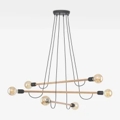 TK Tomasz Krywult Lampa wisząca jasne drewno HELIX VI WOOD