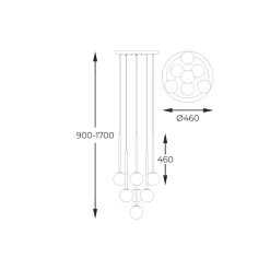 Zumaline Lampa wisząca kule czarno-złota ARCTURUS 7