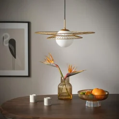 Lampa wisząca kulisty klosz złota ALISON