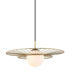 Lampa wisząca kulisty klosz złota ALISON