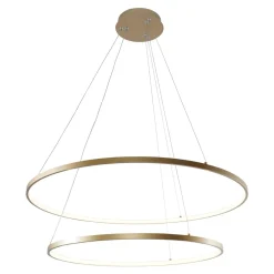 Lampy Wiszące|Zumaline Lampa wisząca LED 2 pierścienie złota BRENO 80 cm