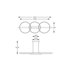 Zumaline Lampa wisząca LED 3 pierścienie jasne drewno czarna ALMERIA