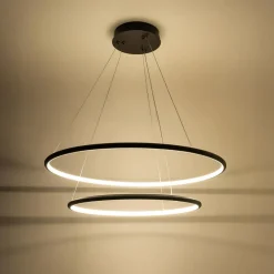 Zumaline Lampa wisząca LED 2 pierścienie czarna MARSEILLE