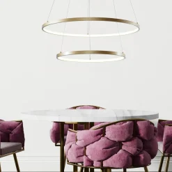 Lampy Wiszące|Zumaline Lampa wisząca LED 2 pierścienie złota BRENO 60 cm