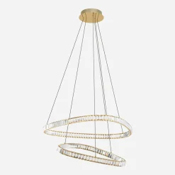 Lampy Wiszące|Zumaline Lampa wisząca LED 2 pierścienie złota ATHESA z pilotem