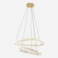 Lampy Wiszące|Zumaline Lampa wisząca LED 2 pierścienie złota ATHESA z pilotem