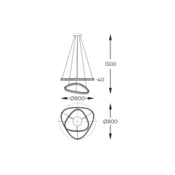 Lampy Wiszące|Zumaline Lampa wisząca LED 2 pierścienie złota ATHESA z pilotem