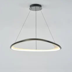 Lampy Wiszące|Zumaline Lampa wisząca LED chromowana czarna GETAFE 85 cm