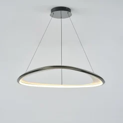 Lampy Wiszące|Zumaline Lampa wisząca LED chromowana czarna GETAFE 85 cm