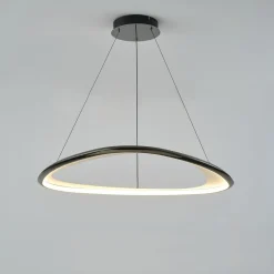 Lampy Wiszące|Zumaline Lampa wisząca LED chromowana czarna GETAFE 85 cm