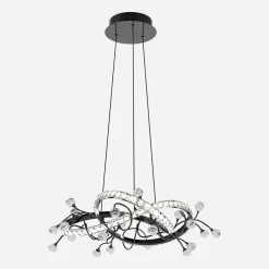 Zumaline Lampa wisząca LED czarna chrom MAIA z pilotem