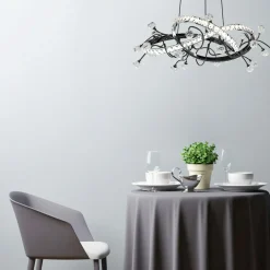 Zumaline Lampa wisząca LED czarna chrom MAIA z pilotem