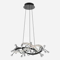 Zumaline Lampa wisząca LED czarna chrom MAIA z pilotem