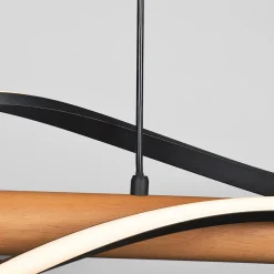 Lampy Wiszące|Zumaline Lampa wisząca LED drewniana czarna BAEZ