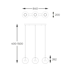 Zumaline Lampa wisząca LED listwa 3 kule chrom ENCELADUS