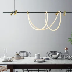 Zumaline Lampa wisząca LED listwa z reflektorkami czarno-złota BALBO na pilota