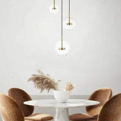 Lampy Wiszące|Zumaline Lampa wisząca LED okragła podstawa 3 klosze złota ENCELADUS