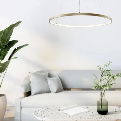 Lampy Wiszące|Zumaline Lampa wisząca LED pierścieniowa złota BRENO 60 cm