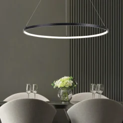 Lampy Wiszące|Zumaline Lampa wisząca LED pierścieniowa czarna HORIK 90 cm