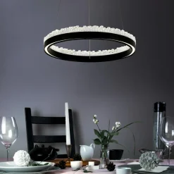 Lampy Wiszące|Zumaline Lampa wisząca LED pierścieniowa czarna REGI 60 cm