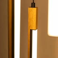 Lampy Wiszące|Zumaline Lampa wisząca LED podstawa okrągła czarna drewniana ELIOT VI