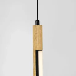 Lampy Wiszące|Zumaline Lampa wisząca LED podstawa listwa czarna drewniana ELIOT V