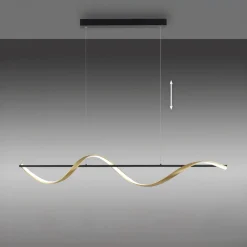 Paul Neuhaus Lampa wisząca LED Wi-Fi czarno-złota Q-SWING z pilotem