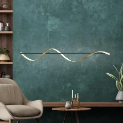 Paul Neuhaus Lampa wisząca LED Wi-Fi czarno-złota Q-SWING z pilotem