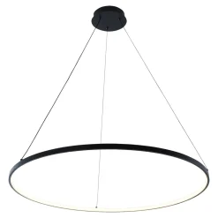 Lampy Wiszące|Zumaline Lampa wisząca LED z pierścieniem czarna BRENO 80 cm