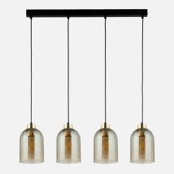 TK Tomasz Krywult Lampa wisząca listwa 4 klosze amber SATIPO 4