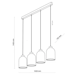 TK Tomasz Krywult Lampa wisząca listwa 4 klosze transparent SATIPO 4