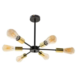 Lampy Wiszące|Zumaline Lampa wisząca loftowa czarno-złota MANDI